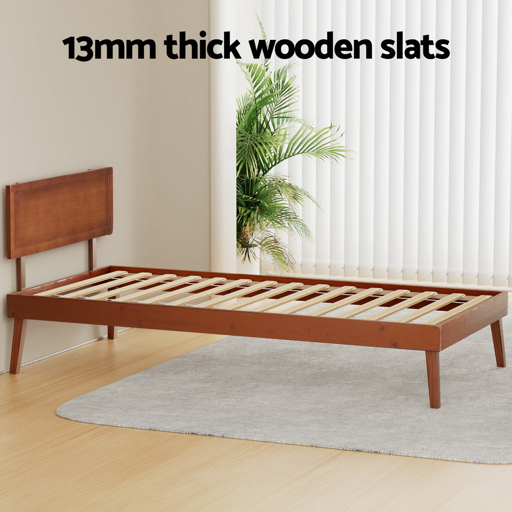Splay Bed Frame Single Size - Walnut