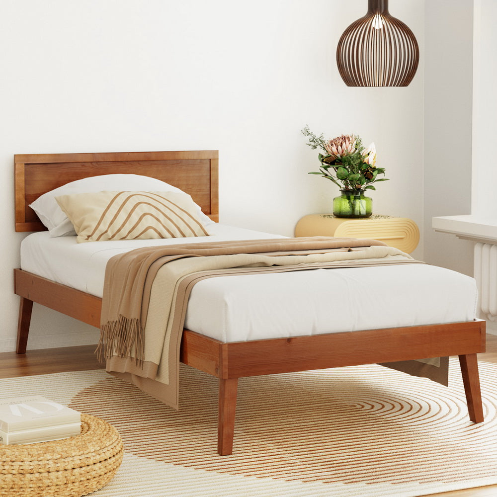 Splay Bed Frame Single Size - Walnut